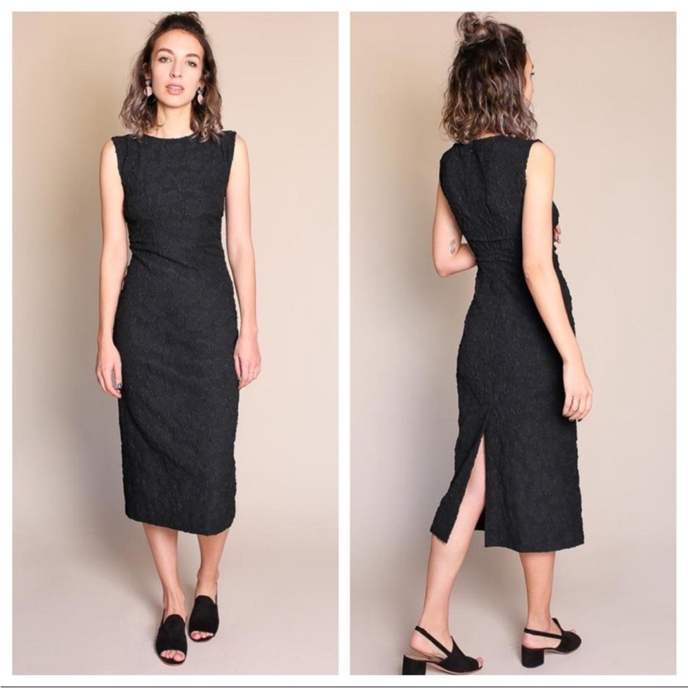 Rachel Comey Black Floral Jacquard Sheath Midi Dress Womens Size 2